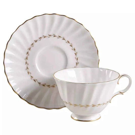 Royal Doulton Adrian Gold Trim Set Of 6 Trios - Helsby Vintage