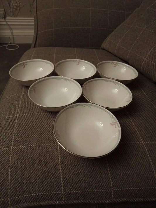 Royal Doulton Carnation Sorbet Fruit Bowls 13.5cm x 6 Very Rare - Helsby Vintage