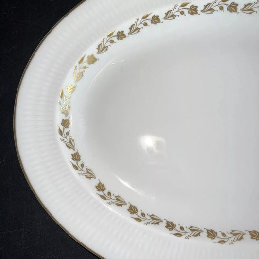 Royal Doulton Fairfax Platter 13" Serving Plate RARE White Gold Leaf - Helsby Vintage