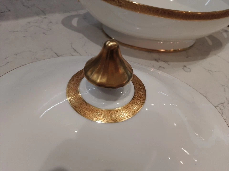 Royal Doulton Royal Gold Covered Lidded Vegetable Dish Tureen H4980 - Helsby Vintage