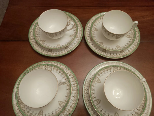 Royal Doulton Tivoli Set Of Four Trios Cups, Saucers, Side Plates Vintage Teaset - Helsby Vintage