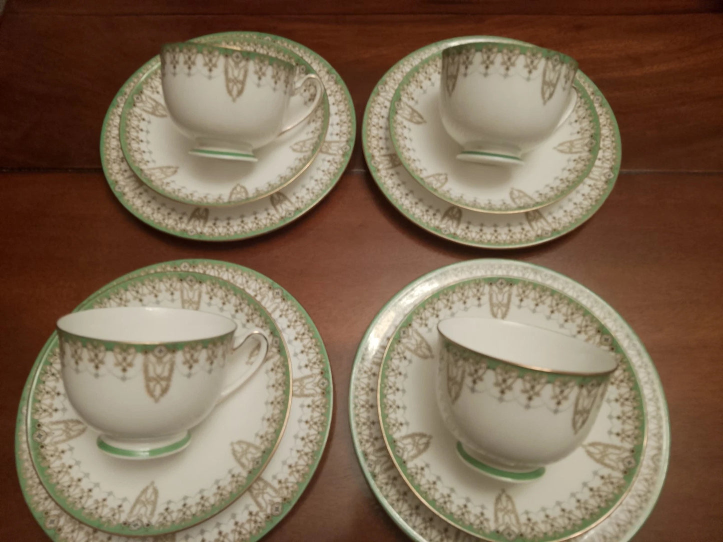 Royal Doulton Tivoli Set Of Four Trios Cups, Saucers, Side Plates Vintage Teaset - Helsby Vintage