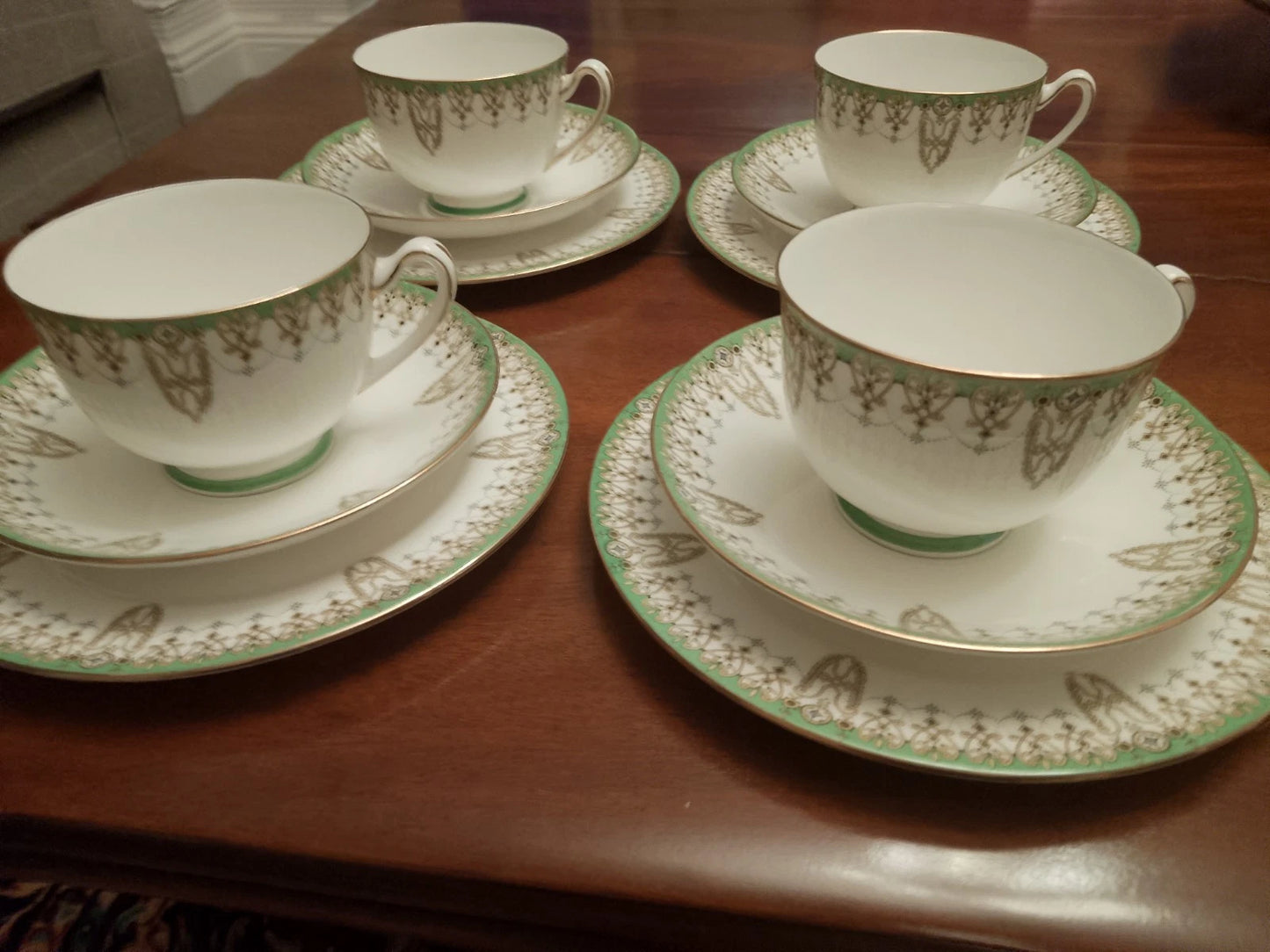 Royal Doulton Tivoli Set Of Four Trios Cups, Saucers, Side Plates Vintage Teaset - Helsby Vintage