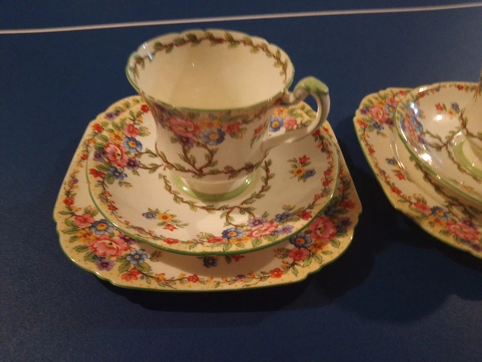 Royal Paragon Rare Collectable Set Of 2 Trios Fine Bone China 1930 - Helsby Vintage