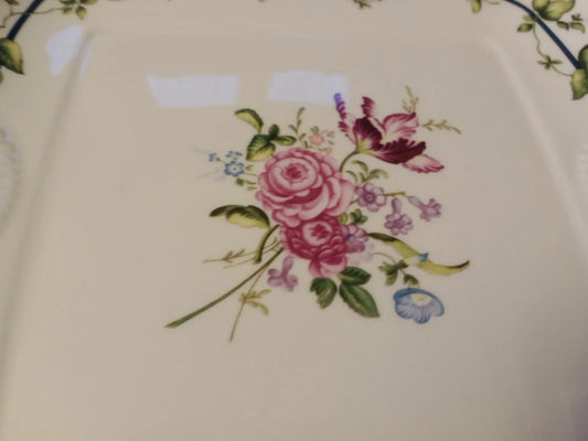 Royal Worcester Square Platter Cake Plate Botanical Rare Design - Helsby Vintage
