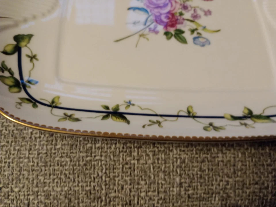 Royal Worcester Square Platter Cake Plate Botanical Rare Design - Helsby Vintage