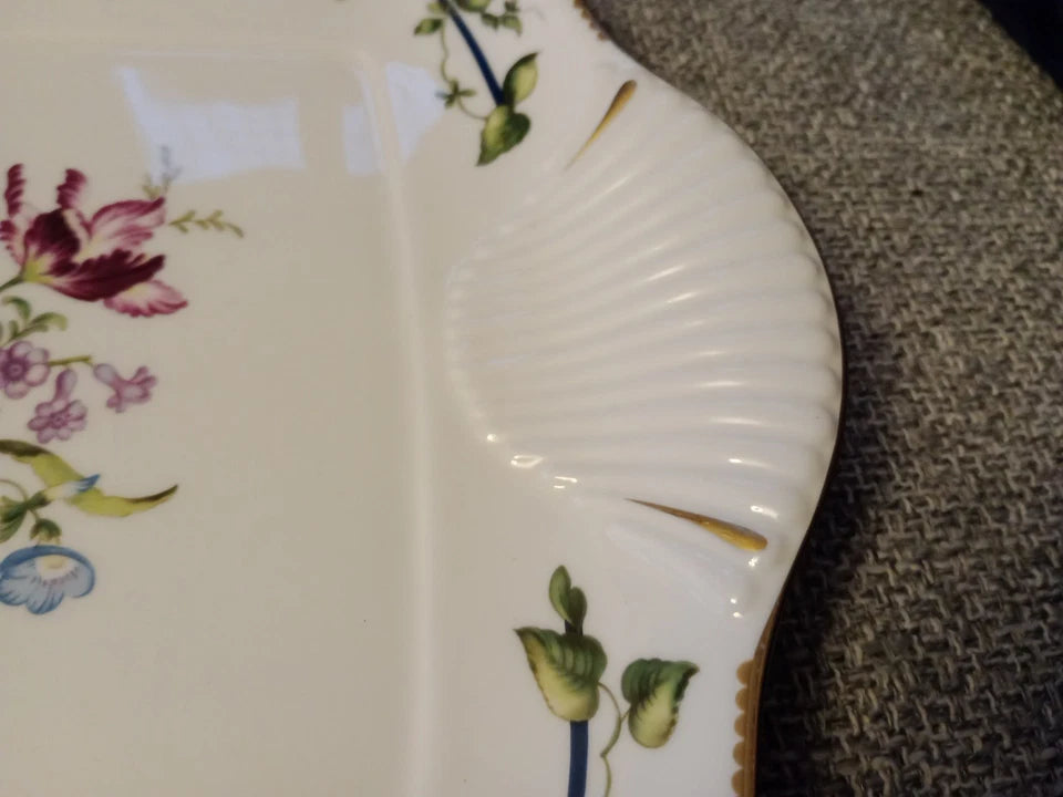 Royal Worcester Square Platter Cake Plate Botanical Rare Design - Helsby Vintage