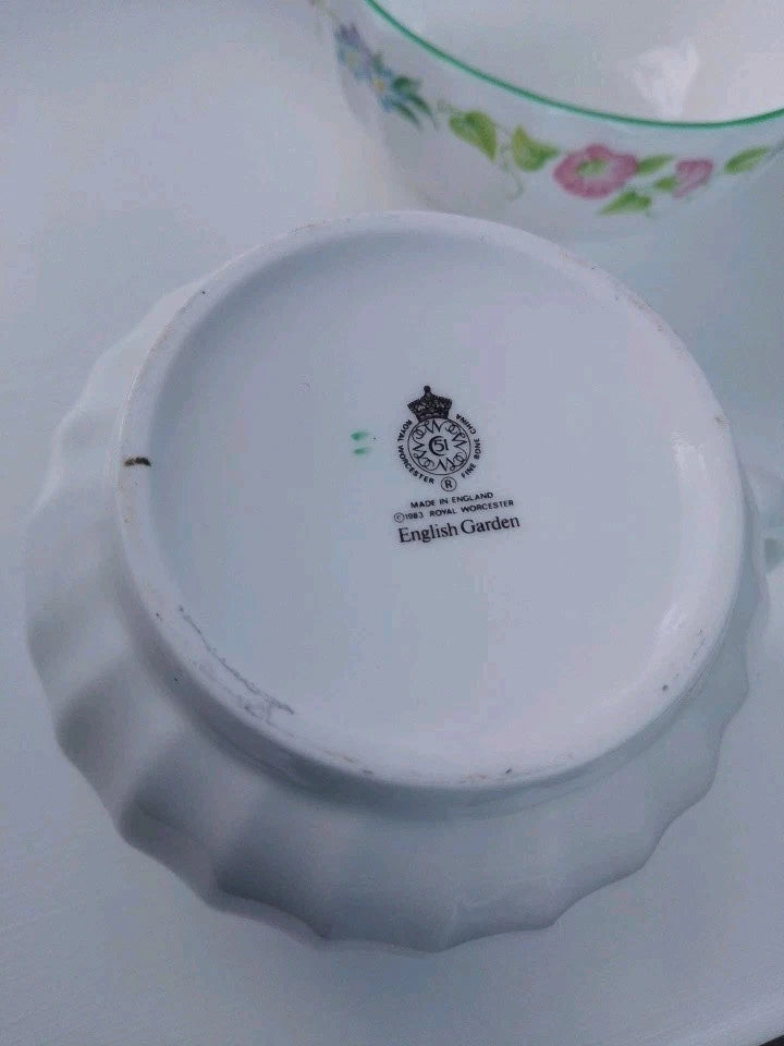 Royal Worcester English Garden Milk Jug And Sugar Bowl Rare Set - Helsby Vintage