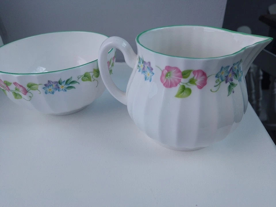 Royal Worcester English Garden Milk Jug And Sugar Bowl Rare Set - Helsby Vintage