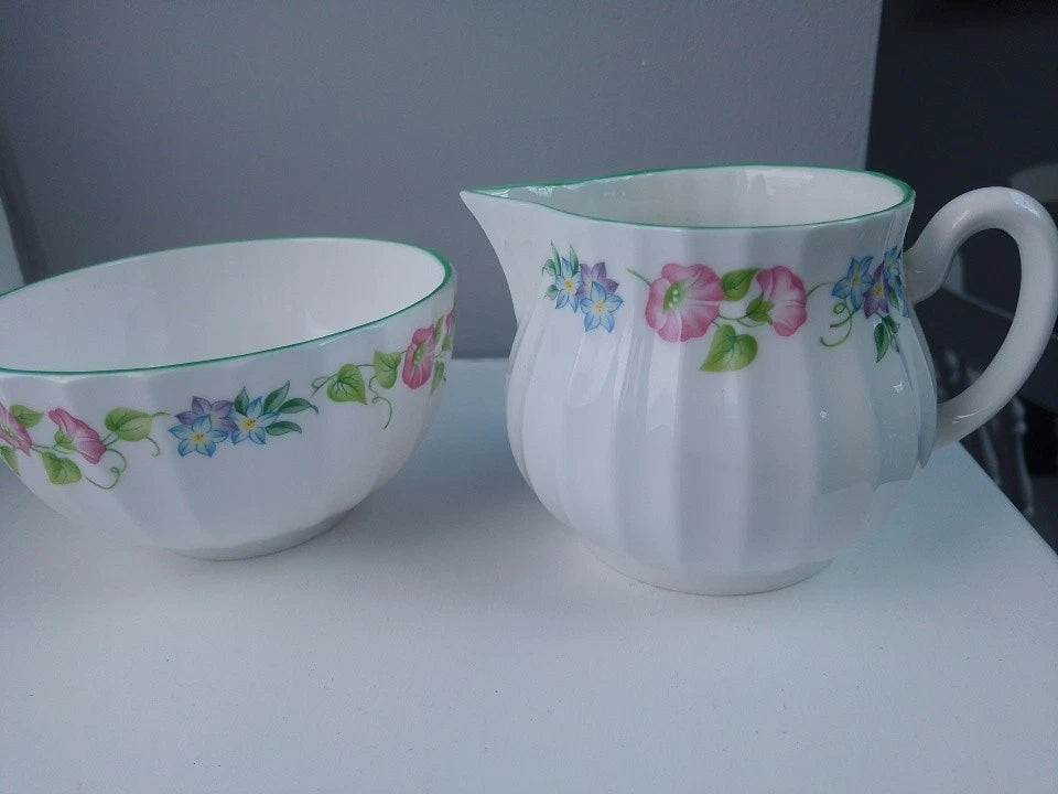 Royal Worcester English Garden Milk Jug And Sugar Bowl Rare Set - Helsby Vintage