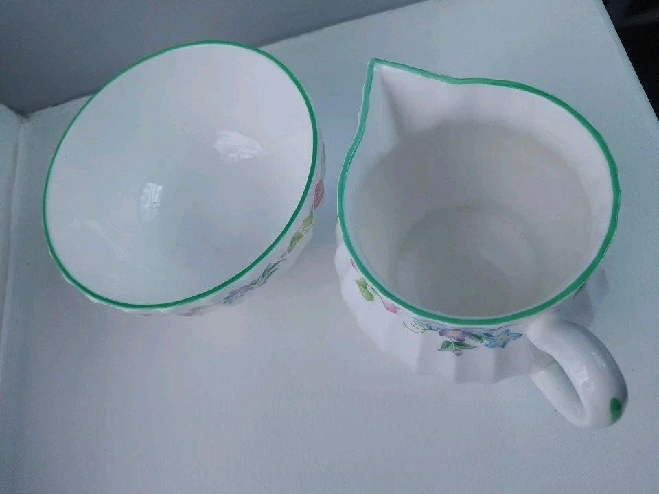 Royal Worcester English Garden Milk Jug And Sugar Bowl Rare Set - Helsby Vintage