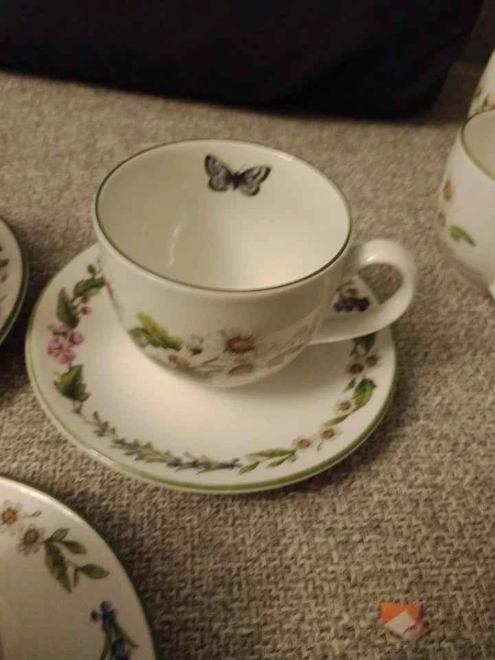 Set Of 3 Royal Worcester Herbs Cups and Saucers - Helsby Vintage