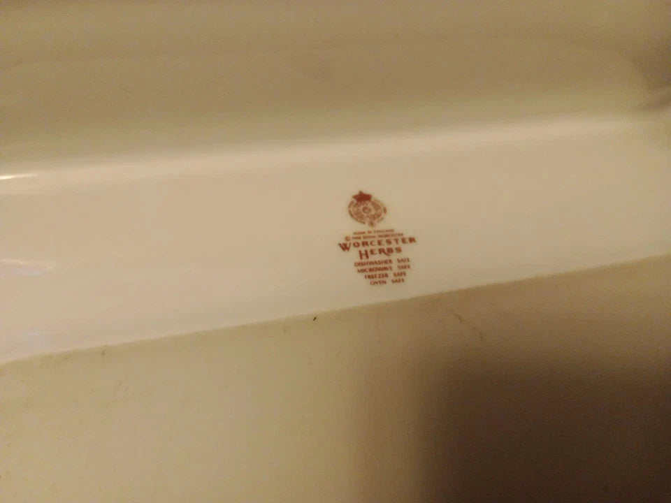 Royal Worcester Herbs Oval Shaped 2 Section Serving Dish 11.5" Wide - Helsby Vintage