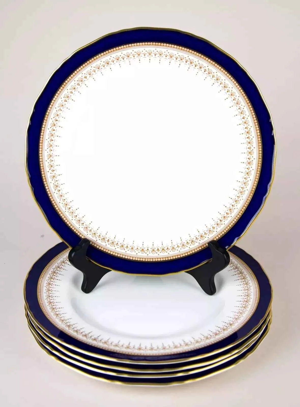 Royal Worcester Regency Cobalt Blue SET OF 8 Side Plates 6" - Helsby Vintage