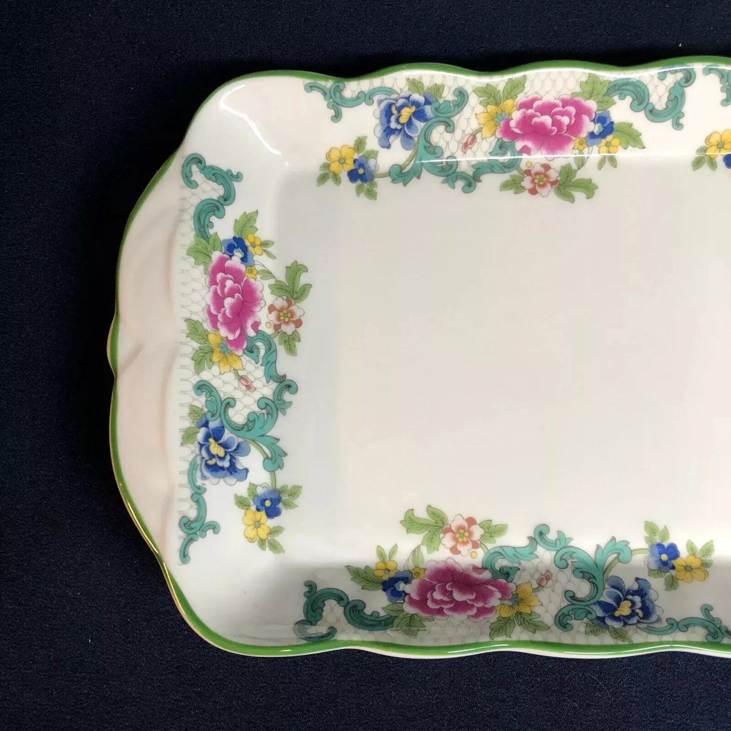 Royal Doulton Floradora Green Large Sandwich Tray 13 5/8" Long Rectangle RARE