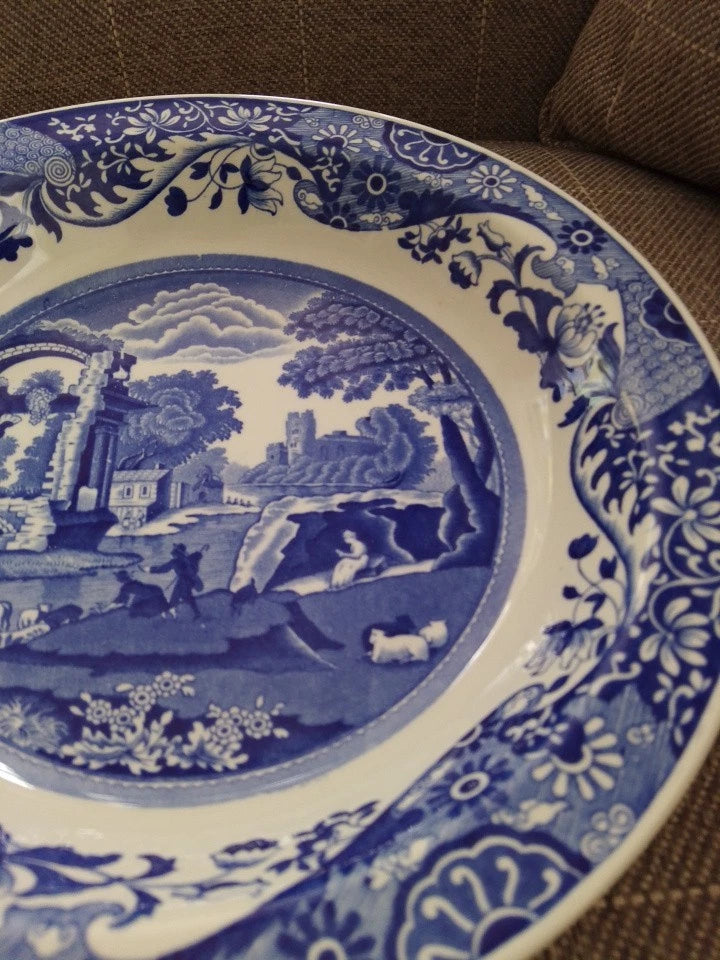 Spode Blue Italian Imperial Cookware Oven - Table Round Pie Dish Bowl 27cm Rare