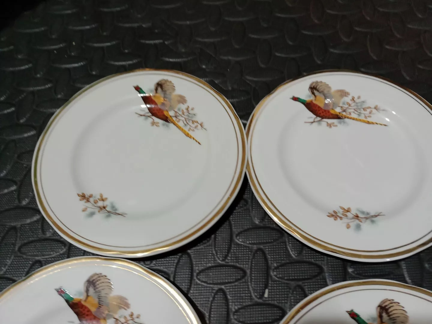 Sheriden Flying Pheasants Set of 6 Side Plates Staffordshire Vintage Rare 6.5"
