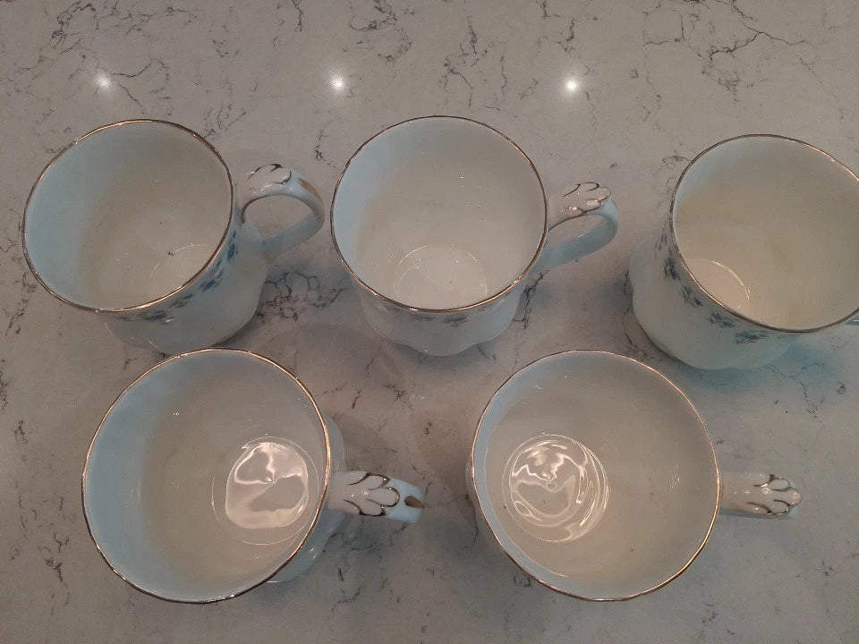 Royal Albert MEMORY LANE Set of 5 Mugs Montrose Shape 3.25" tall 2nd Quality
