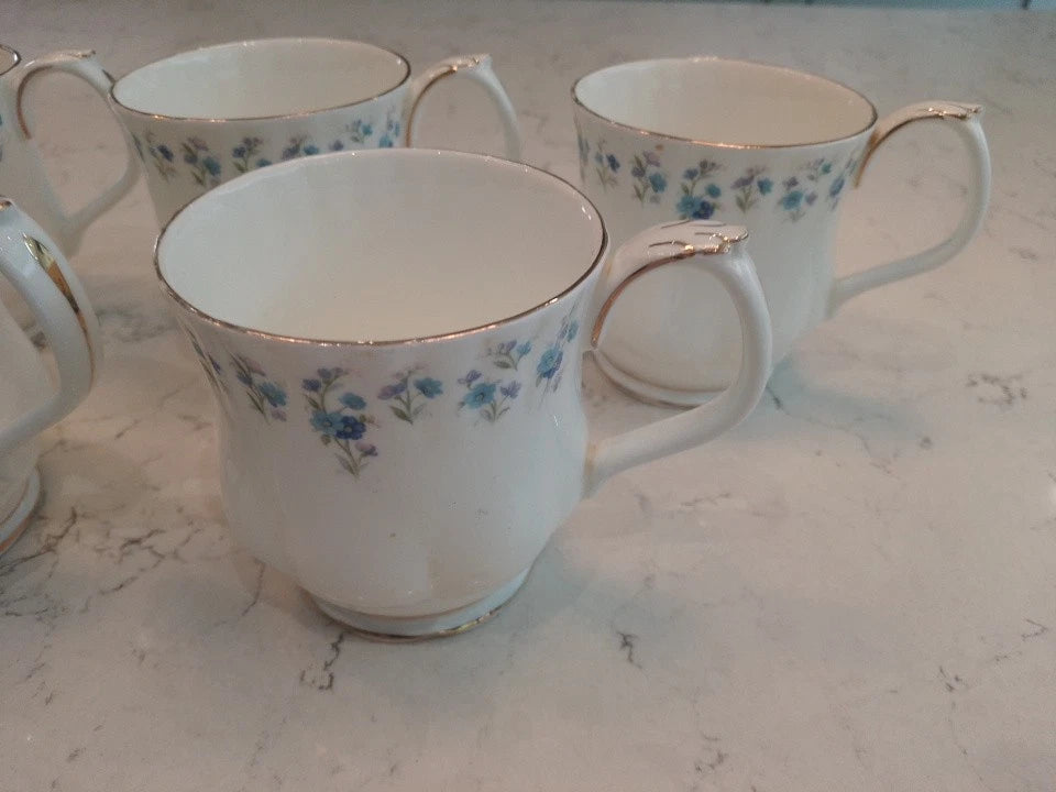 Royal Albert MEMORY LANE Set of 5 Mugs Montrose Shape 3.25" tall 2nd Quality