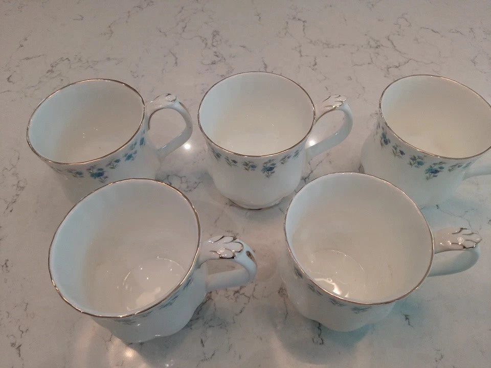 Royal Albert MEMORY LANE Set of 5 Mugs Montrose Shape 3.25" tall 2nd Quality