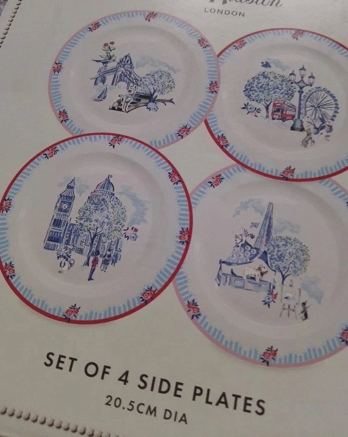 NEW Cath Kidston London Set Of 4 Side Plates