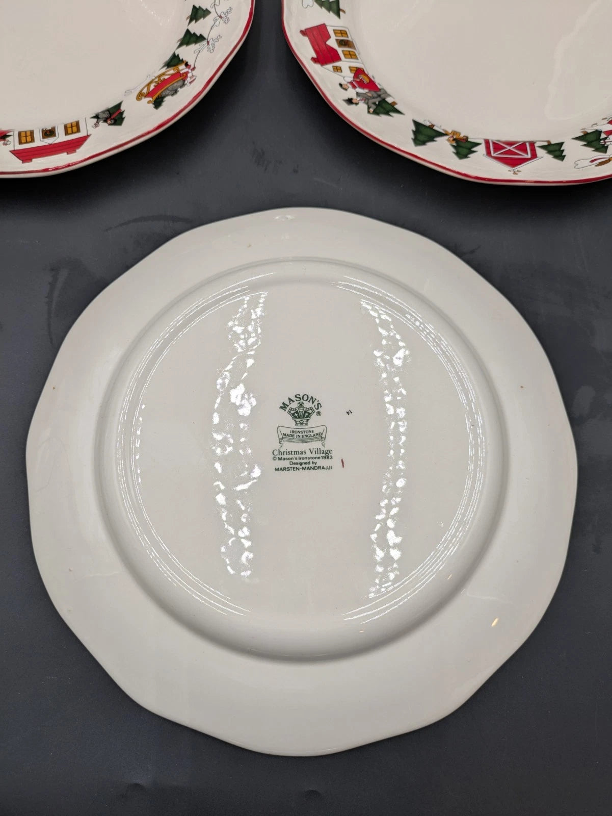 Set Of 4 Mason's Christmas Village Dinner Plates 10.5"