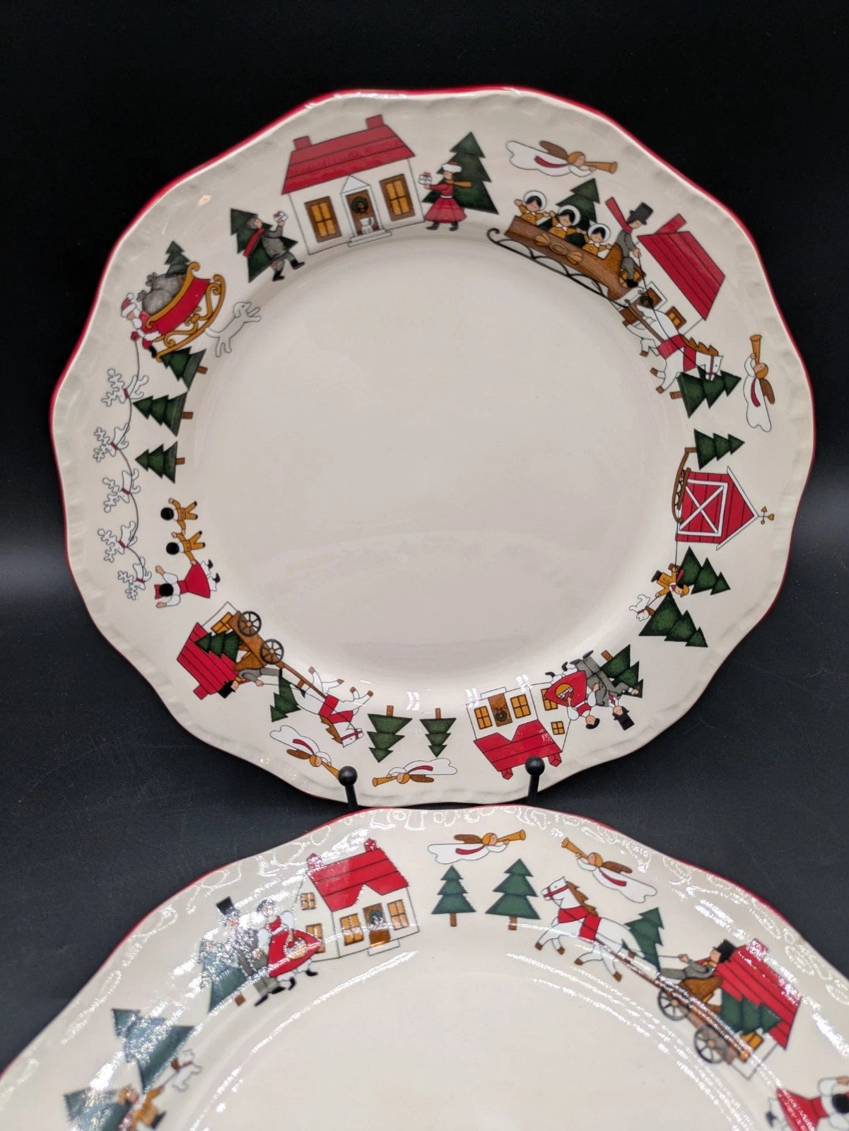 Set Of 4 Mason's Christmas Village Dinner Plates 10.5"