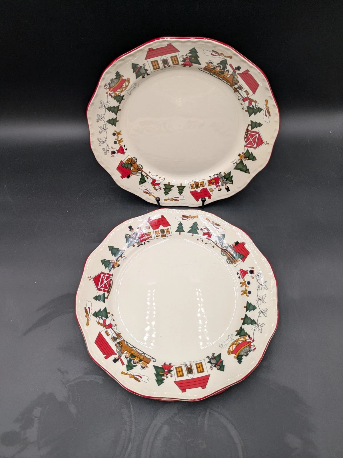 Set Of 4 Mason's Christmas Village Dinner Plates 10.5"