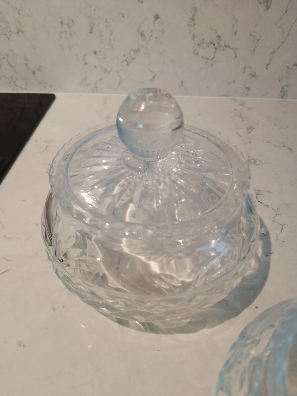 Stuart Glass Ware Vintage Pair of Crystal Lidded Pots Jars Set