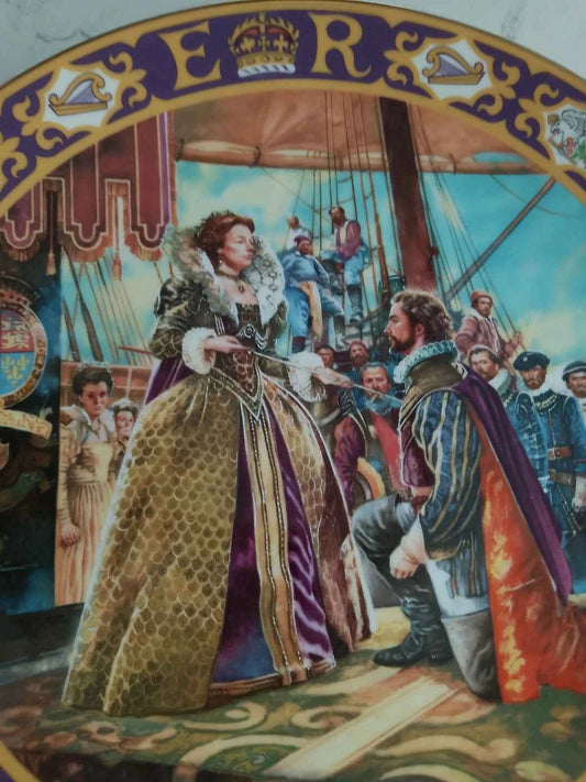 Royal Doulton Elizabeth I Knighting Sir Francis Drake Plate 1993 603/3000 COA