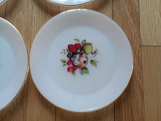 4 X Phoenix Pyrex Opal Glass Salad Plates 8" Fruits Set Retro Vintage