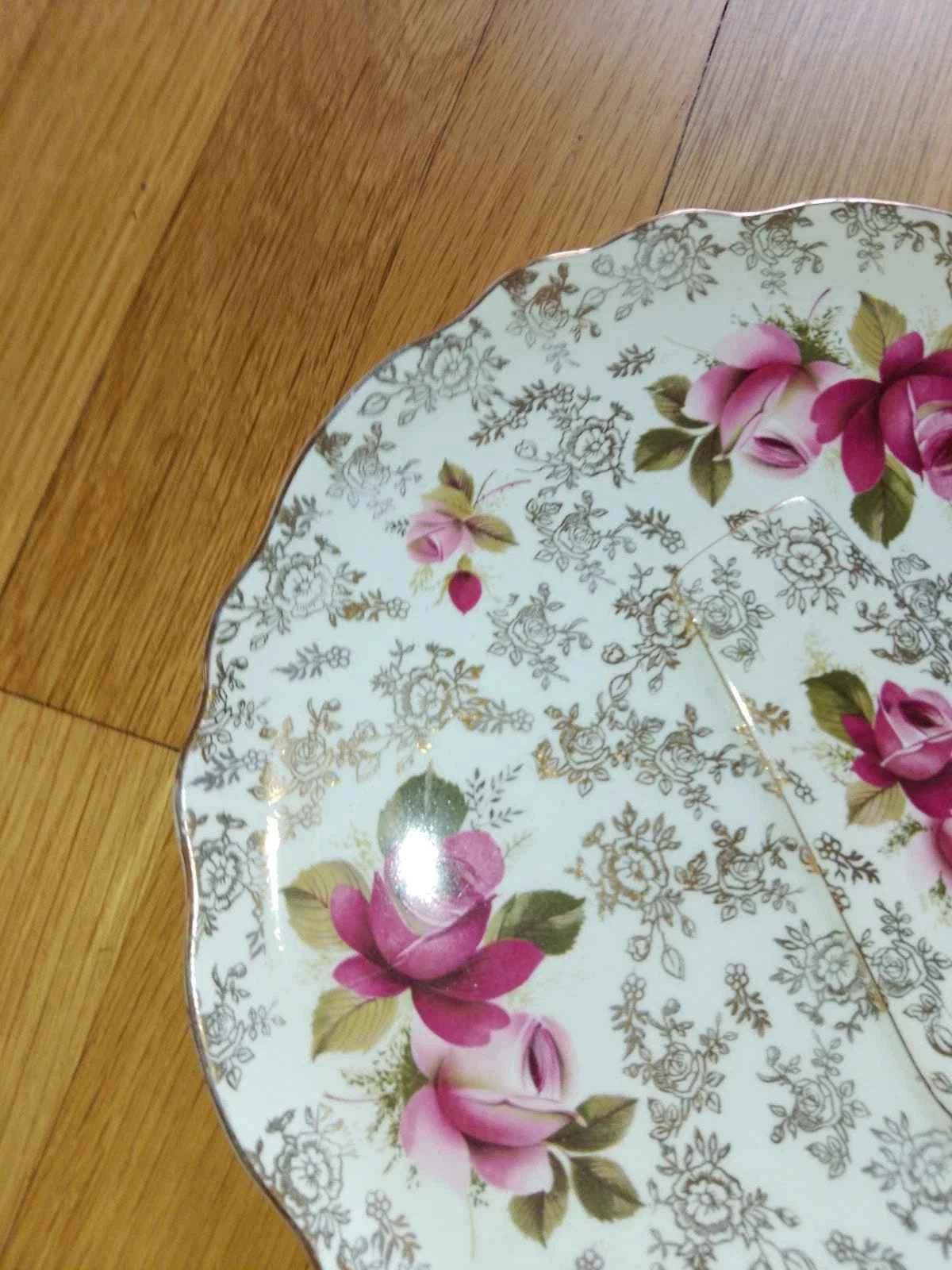 Vintage James Kent Ltd., England , Rose Design Old Foley Cake Plate Set