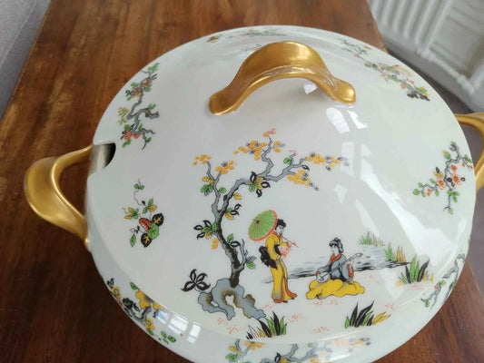 Frank Haviland Limoges Large Soup Tureen Geisha Chinese Oriental Beautiful