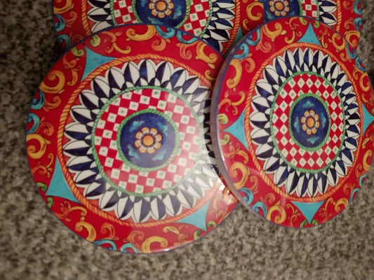 NEW Brandani Italy Coasters Set of 4 Ceramic Multi Coloured Round