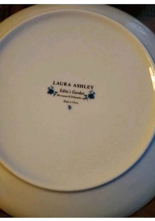NEW SET of 4 - Laura Ashley Edita's Garden Porcelain Pasta Bowl 9" RARE