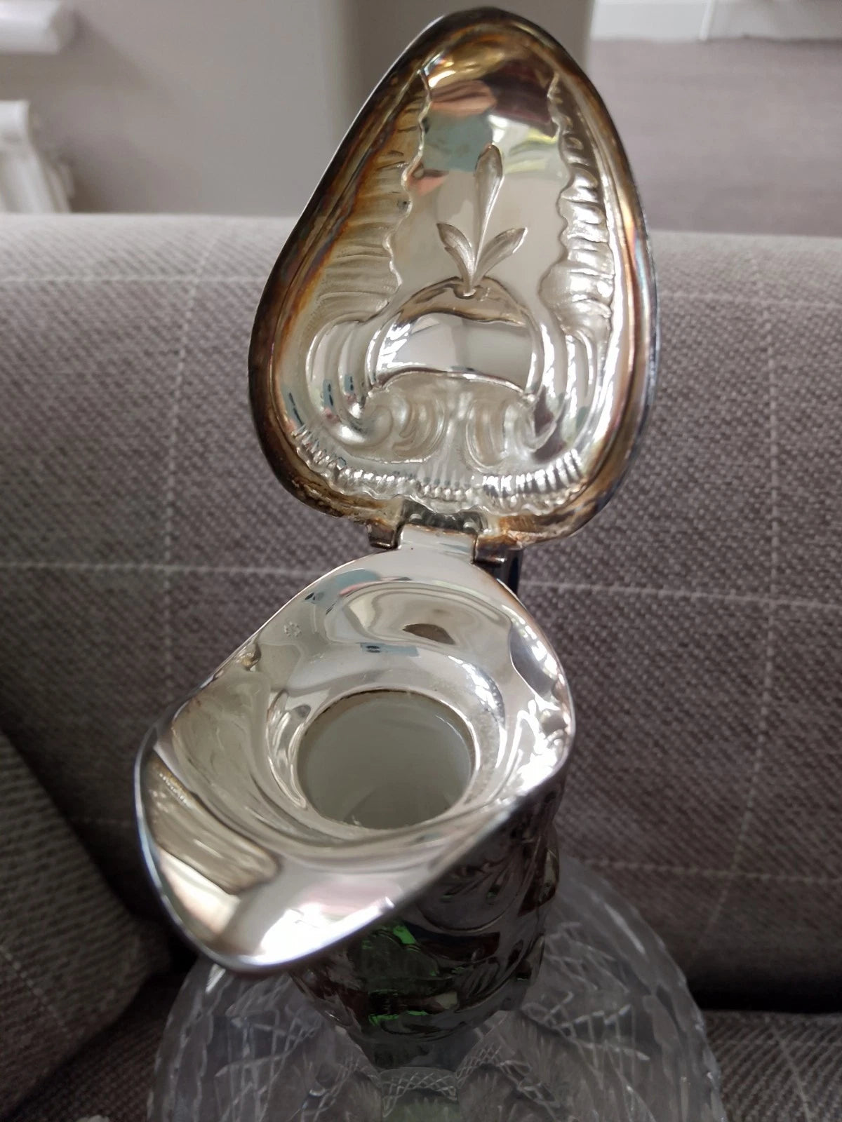Antique Art Nouveau Crystal Silver-Plated Claret Jug Decanter Topazio