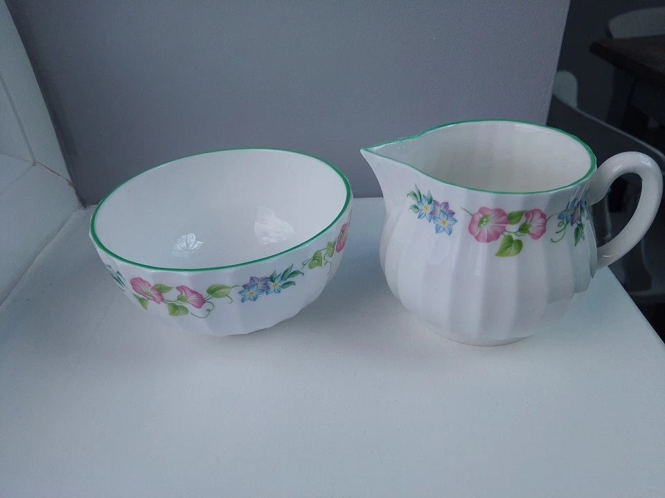 Royal Worcester English Garden Milk Jug And Sugar Bowl Rare Set - Helsby Vintage