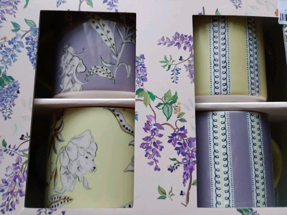 NEW Cath Kidston Set of 4 Stacking Wisteria Mugs In Boxed Set Beautiful