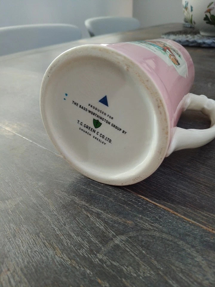 Vintage T.G Green & Co Worthington Brewery Ceramic Tankard - Mr Pickwick Pink