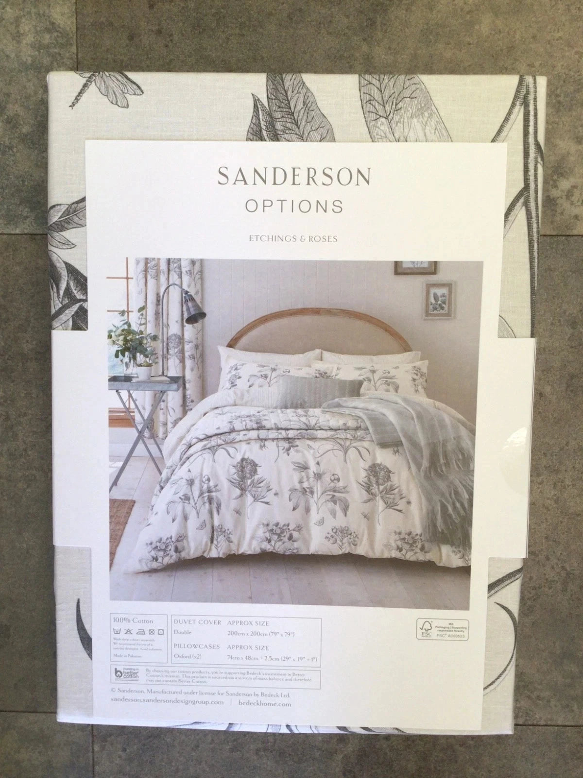 Sanderson Home Double Duvet Cover Set Etchings And Roses - Helsby Vintage