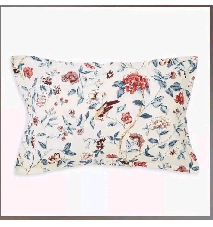 Sanderson Sissinghurst king duvet cover set pillowcase with floral and bird print on white background