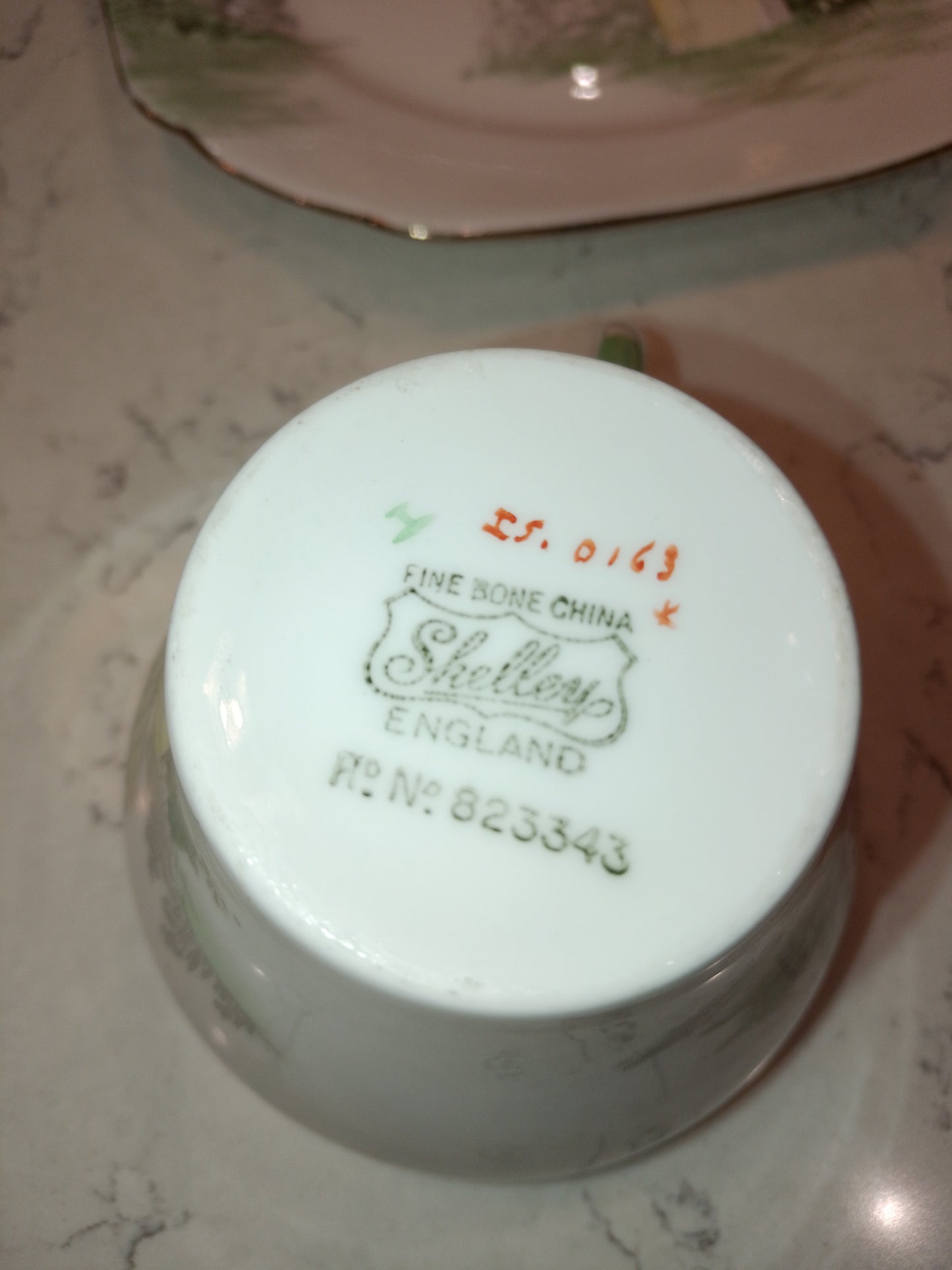 Shelley Cambridge Part Tea Set Reg No 823343 Garden And Urn 1937 - Helsby Vintage