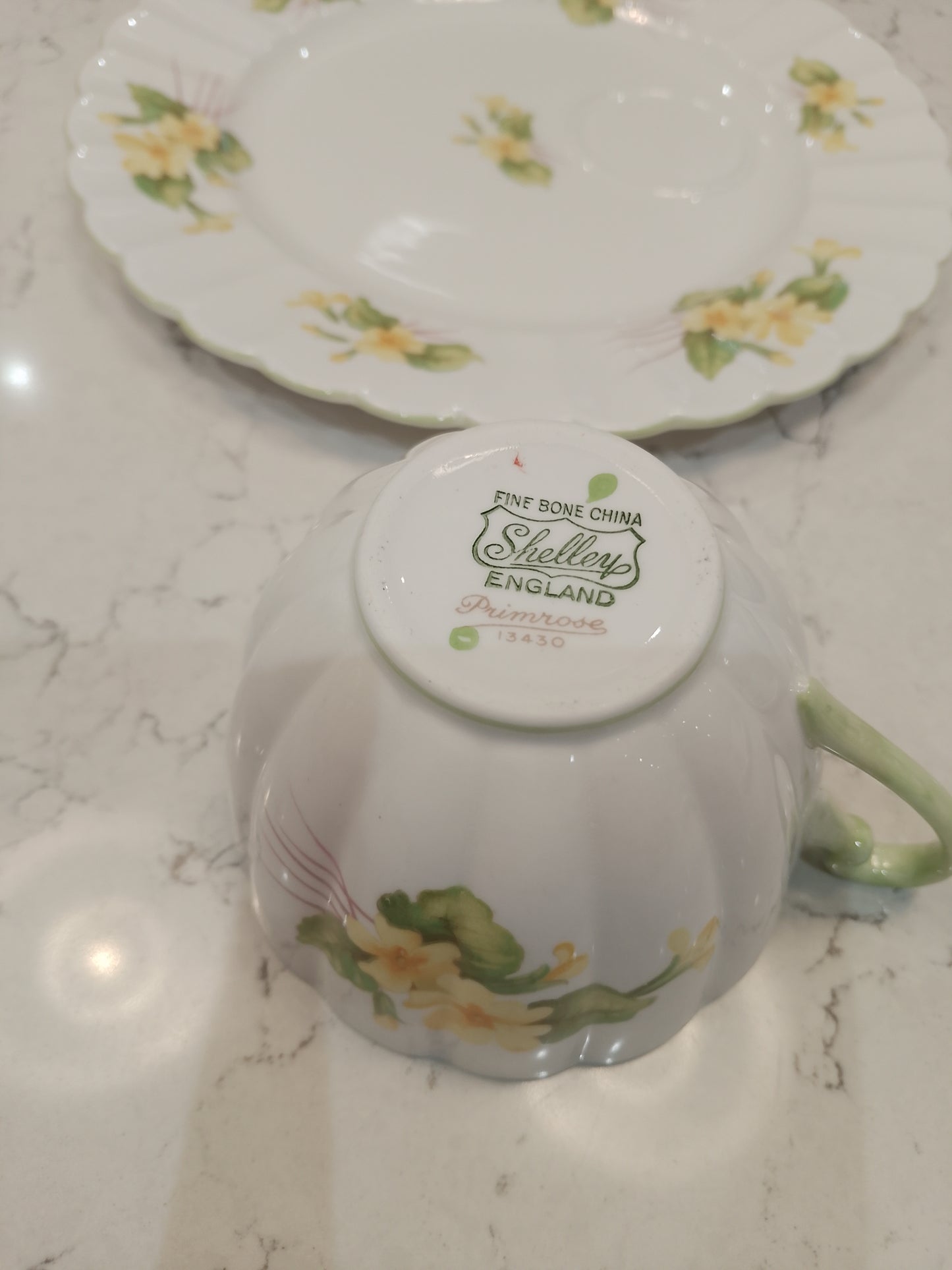 Shelley Primrose Cup and Rare Biscuit Saucer Plate - Helsby Vintage