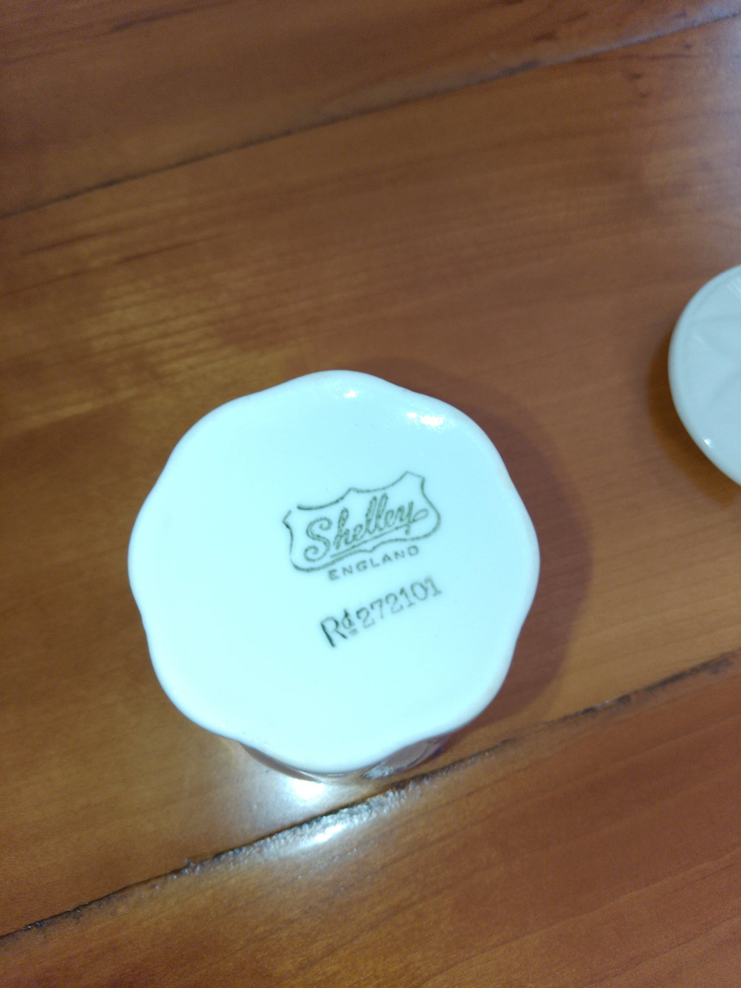 Shelley Rare Vintage Possibly Dainty Embossed Jam Pot With Spoon - Helsby Vintage