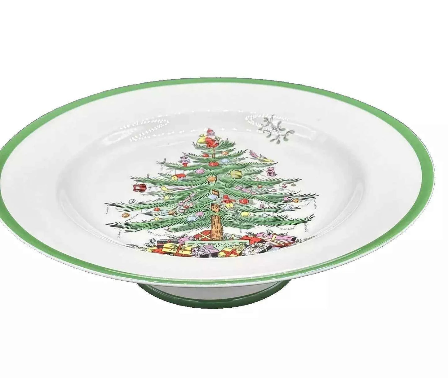 NEW Spode Christmas Cake Stand Serving Plate Footed 10 Inch RARE - Helsby Vintage