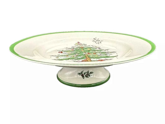 NEW Spode Christmas Cake Stand Serving Plate Footed 10 Inch RARE - Helsby Vintage