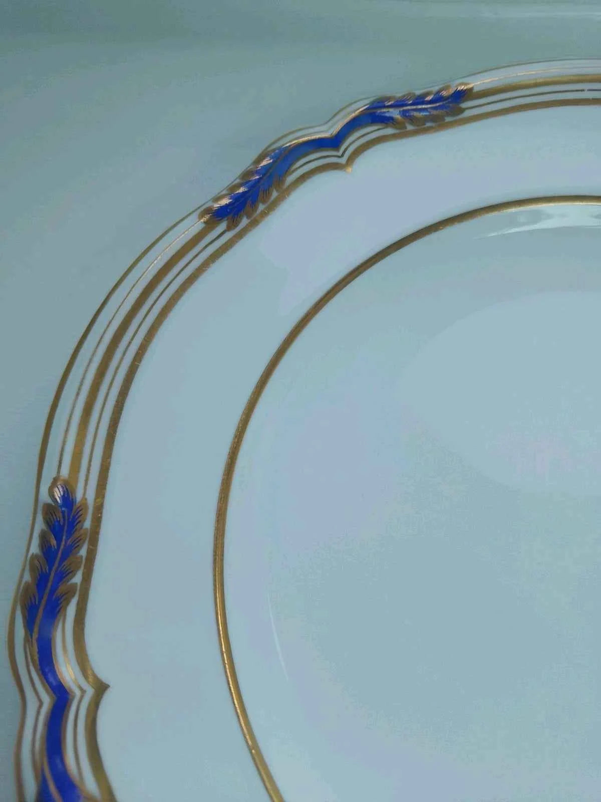 Spode Copeland Chancellor Cobalt Set Of 4 Luncheon Plates Gold T Goode Co 9688 - Helsby Vintage