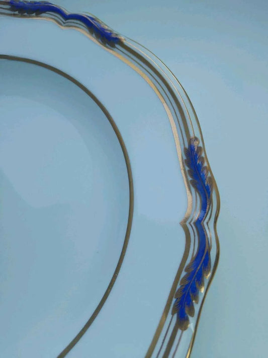 Spode Copeland Chancellor Cobalt Set Of 4 Luncheon Plates Gold T Goode Co 9688 - Helsby Vintage