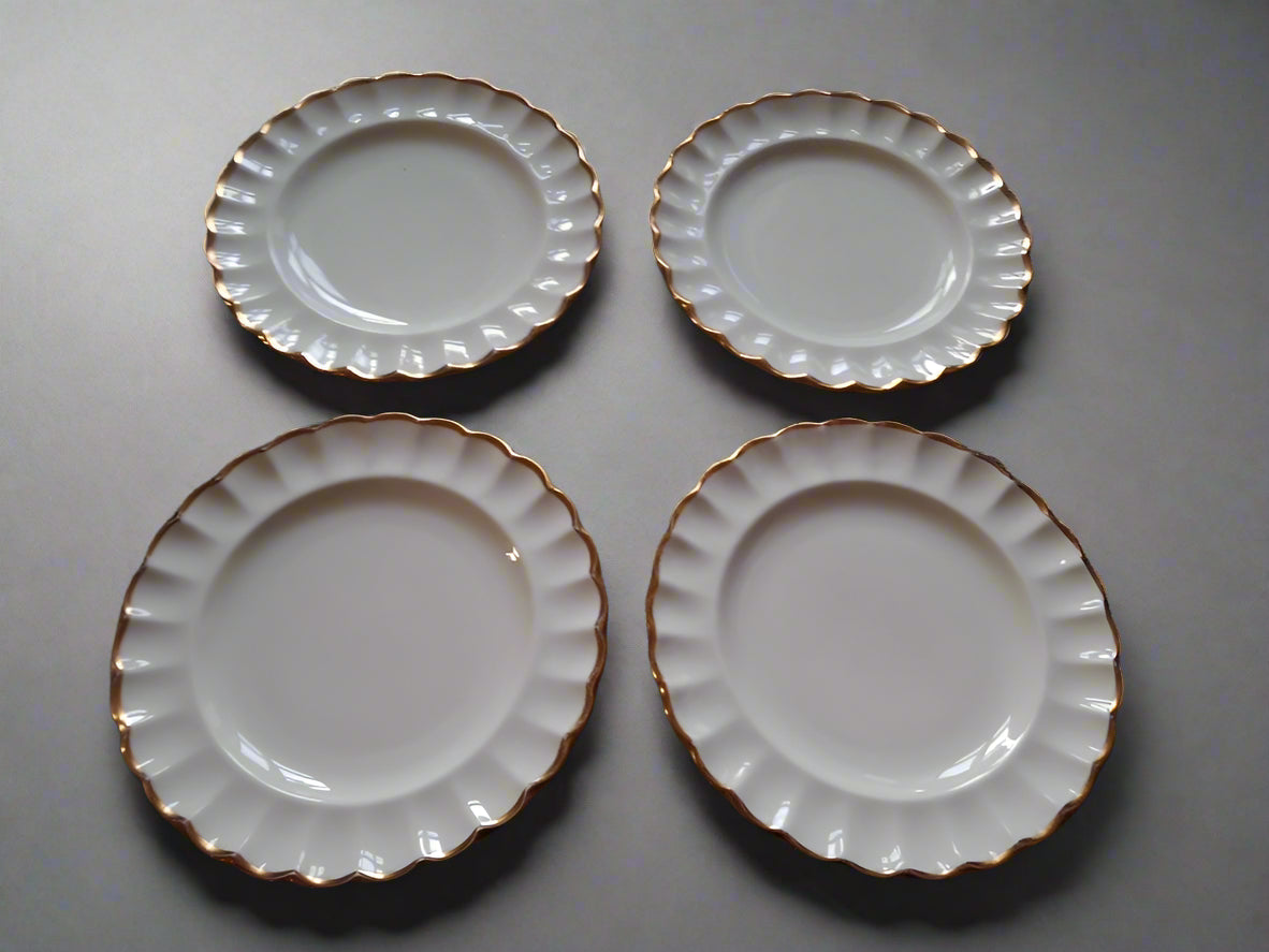 Spode Corinth Set of 4 White With Gold Rim Side Plates 16cm - Helsby Vintage