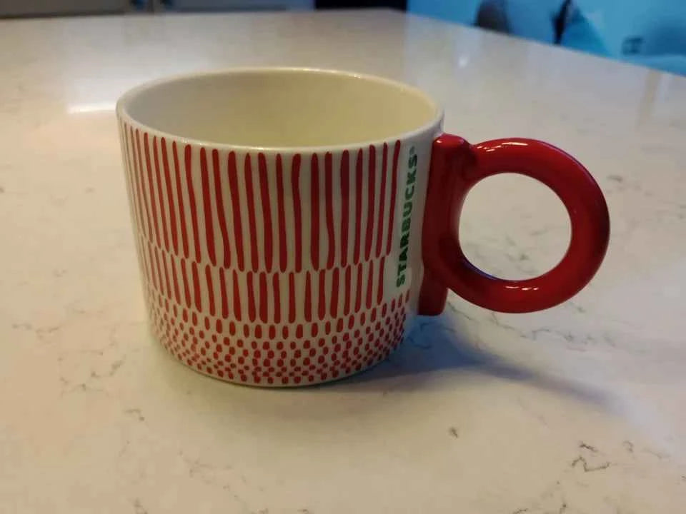 Starbucks Red Stripe Patterned Porcelain Mug 296 ml 10 oz Rare NEW - Helsby Vintage